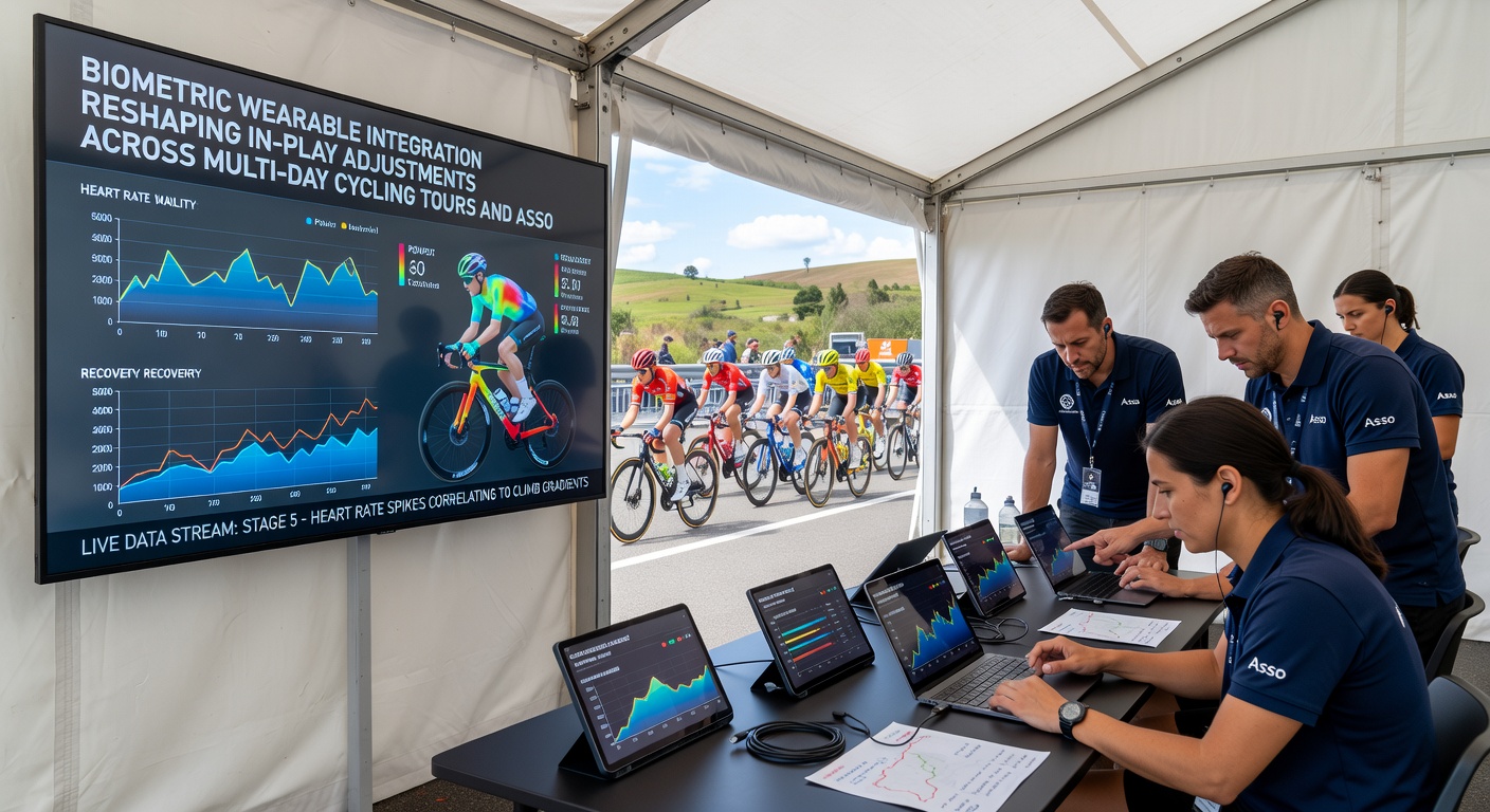 Datenanalyse und Zahlungsabwicklung in einem Radsport-Teamcenter während einer Tour