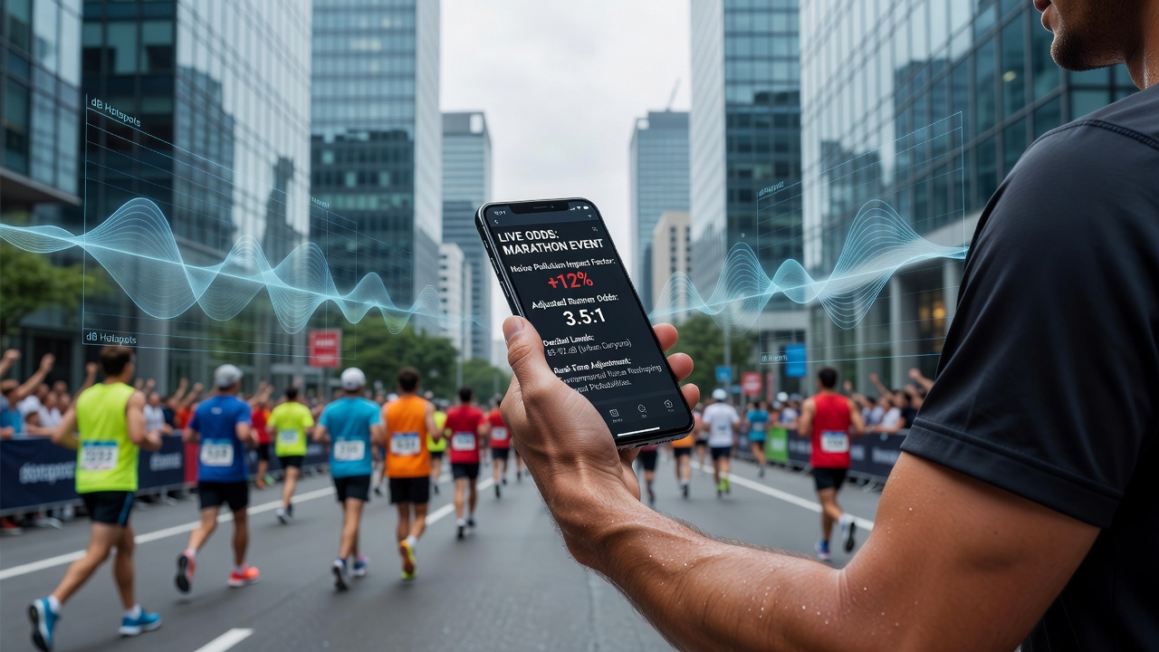 Mobile App-Oberfläche mit angepassten Marathon-Quoten und integrierten Lärmdatenvisualisierungen