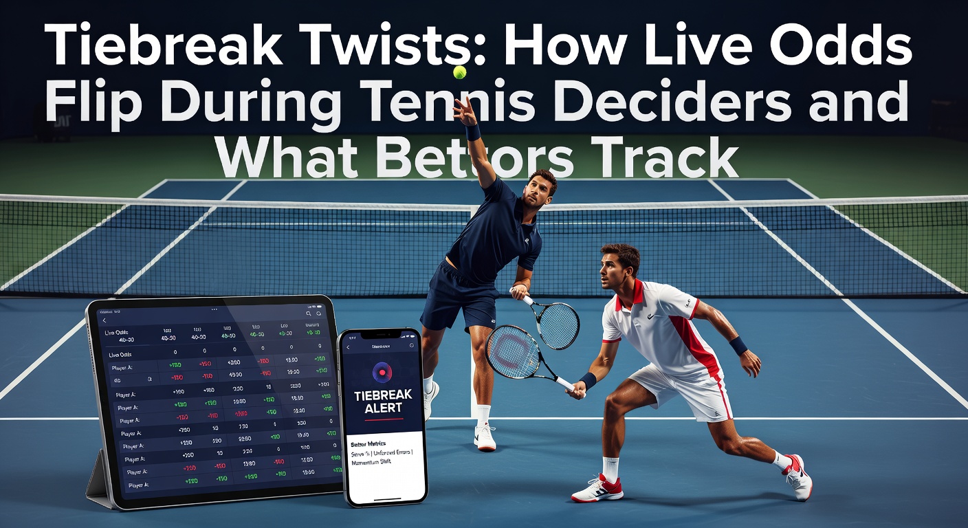 Tennisspieler in einem intensiven Tiebreak-Moment auf dem Court, mit Fokus auf den Ball und die Anspannung der Spieler