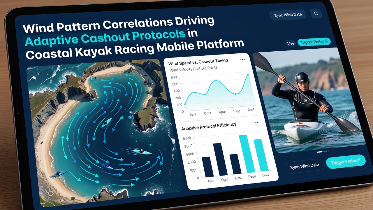 Mobile App-Oberfläche mit Winddaten-Overlay während eines Kajak-Rennens
